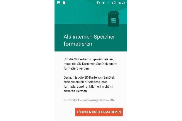 Unter Android 6 lassen sich Micro-SD-Karte sowohl als tragbarer als auch als interner Speicher nutzen.