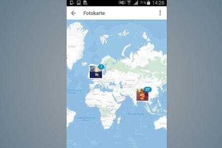 Die Fotokarte liefert eine Übersicht, an welchen Orten Fotos aufgenommen wurden.