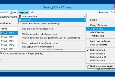 Desktop OK stellt auf Wunsch die alte Anordnung von Icons auf dem Desktop wieder her.
