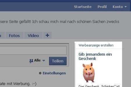 Diese skurrile Werbeanzeige stammt aus dem Browser, genauer gesagt von Facebook. Und was essen Sie gewöhnlich zu Ihrem Hamster?