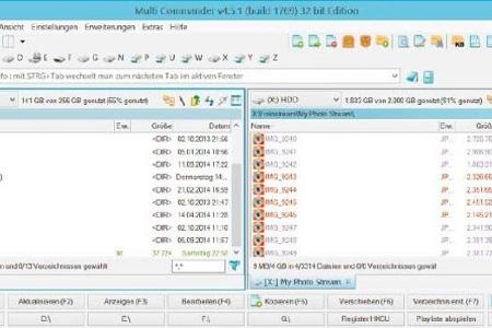 Multi Commander - Der Multi Commander zeigt, wie schnell das Handling mit Verzeichnissen und Dateien mit Tabs über zwei nebe...