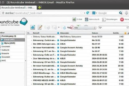 Der Webmailer Roundcube bietet eine aufgeräumte Benutzeroberfläche.