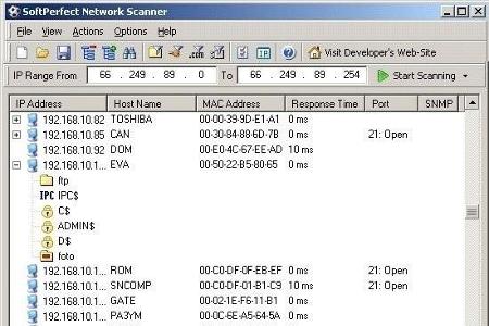 Softperfect Network Scanner - Überwacht Netzwerke und bietet Informationen dazu.