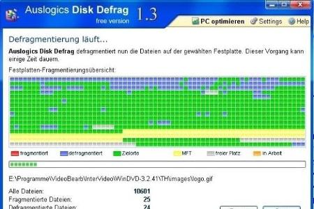 Auslogics Disk Defrag - Auch wenn SSDs nicht mehr defragmentiert werden müssen, bei Festplatten lässt sich so etwas Leistung...