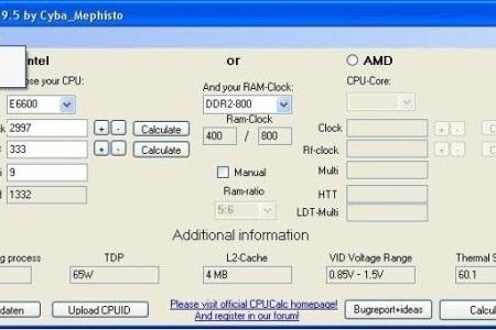 CPUCalc - CPUCalc berechnet mithilfe der Prozessor- und Speicherangaben, welche Werte Sie für den RAM wählen müssen und setz...