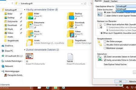 Windows 10: Datei-Explorer einrichten - Die oben eingeblendeten 