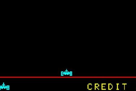 Astro Invaders (1980) - Das vom Spieler gesteuerte Raumschiff befindet sich am unteren Bildschirmrand, von oben kommen die G...