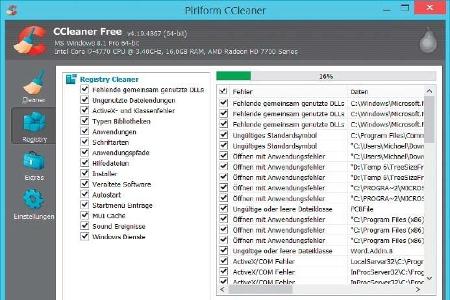 Die Registry aufräumen: Ccleaner kann die Systemdatenbank flott und risikolos entmüllen. Dadurch ergeben sich jedoch keine s...