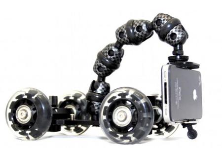 iStabilizer ist ein universeller Dolly-Rollwagen mit Klemmvorrichtung für Smartphones, mit dem sich sanfte Kamerafahrten dur...