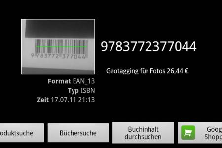 Erfassen Sie mit der eingebauten Kamera verschiedene Barcodes. Dekodieren Sie EAN-Codes auf Produkten für die Preisrecherche...