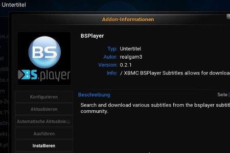 Das BSPlayer-Add-On sorgt für Untertitel.
