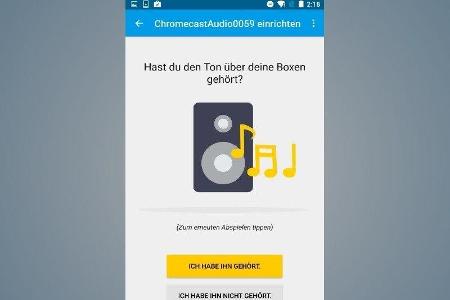 Ein Testton verrät, ob Chromecast Audio richtig angeschlossen wurde.