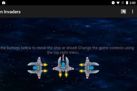 Das Smartphone-Display dient beim Spiel Space Invaders als Controller.