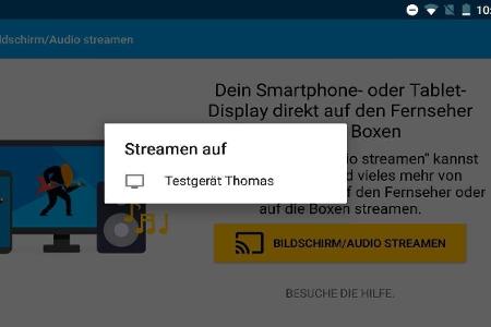 Der Fernseher, auf den Sie den Smartphone-Bildschirm streamen wollen lässt sich auswählen.