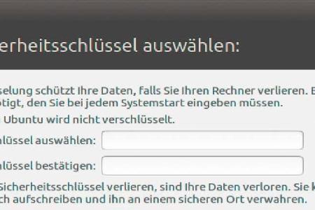 Mit einem selbst gewählten Sicherheitsschlüssel kann die Ubuntu-Partition entsperrt werden.