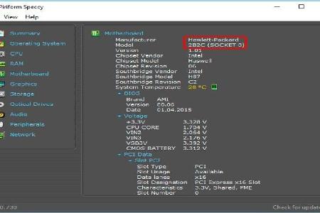 Das Tool Speccy identifiziert die Hauptplatine des Rechners.