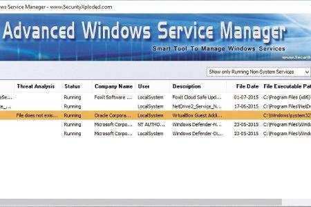 Das Tool Advanced Win Service Manager prüft installierte Dienste auf Malware.