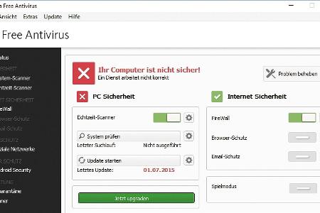 Zu den beliebtesten Sicherheitsprogrammen zählt das kostenlose Avira Free Antivirus.