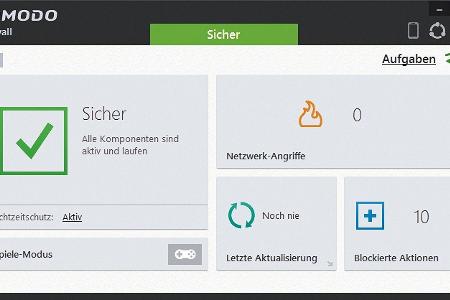 Im Hintergrund überwacht die Comodo Firewall den kompletten ein-und ausgehenden Datenverkehr.