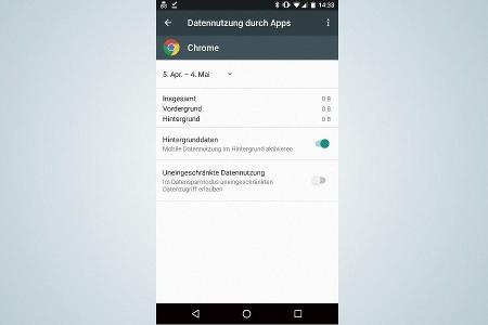 Mit dieser Option werden Apps daran gehindert, Infos über die mobilen Daten herunterzuladen.