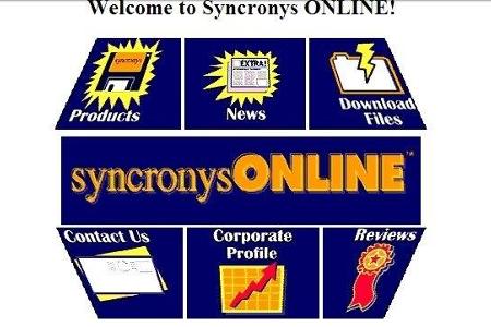 Die Syncronys Webseite von 1997. Das Unternehmen verschwand kurze Zeit später allerdings in der Versenkung.