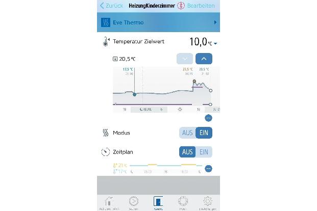 Die gelungene App zählt zu den Stärken von Eve Thermo.