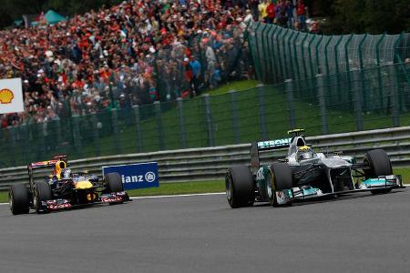 Nico Rosberg - Mercedes MGP W02 - Sebastian Vettel - Red Bull RB7 - GP Belgien 2011 - Spa