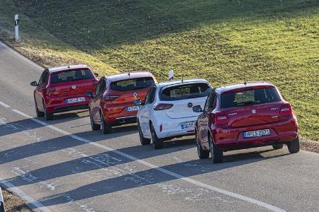 VW Polo 1.0 TSI, Renault Clio Tce 100, Opel Corsa 1.2 DI Turbo, Suzuki Swift 1.0 BJ Hybrid, Exterieur