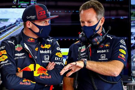 Christian Horner & Max Verstappen - Red Bull - Formel 1 - GP England - Silverstone - 1. August 2020