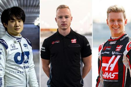 Collage F1-Rookies 2021 - Tsunoda, Mazepin & Schumacher