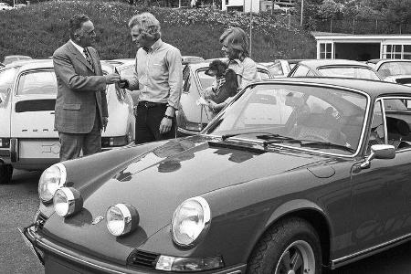 Porsche-Werksabholung Harald Wagner Uli Hoeneß 911 Carrera RS 1973