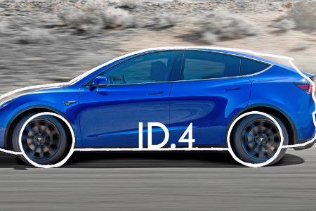 Tesla Model Y gegen VW ID.3 Konzeptvergleich Tesla Model Y gegen VW ID.3 Konzeptvergleich