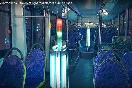 Bus-Desinfektion mit UV-Licht in Shanghai