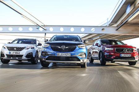 Opel Grandland X Hybrid4, Peugeot 3008 Hybrid4, Volvo XC40 T5 Twin Engine
