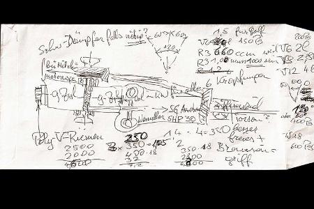 Bugatti 18-Zylinder Skizze Ferdinand Piech 1997