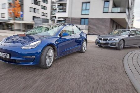 BMW 330e, Tesla Model 3, Exterieur BMW 330e, Tesla Model 3, Exterieur