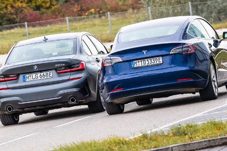 BMW 330e, Tesla Model 3, Exterieur