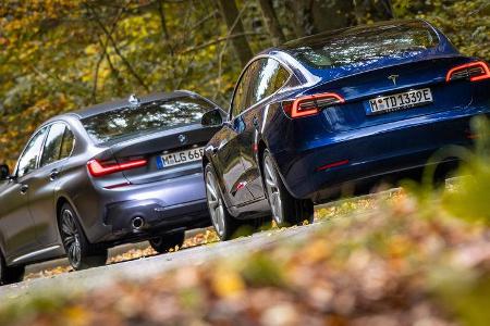 BMW 330e, Tesla Model 3, Exterieur