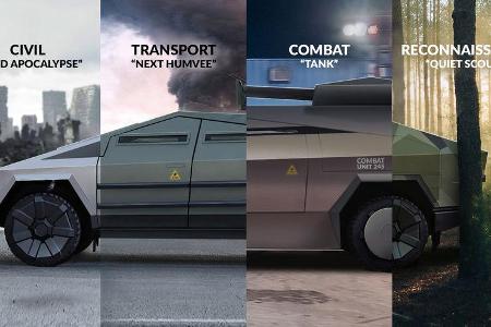 Tesla Cybertruck Militär Panzer Transporter Render Design