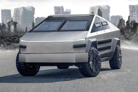 Tesla Cybertruck Militär Panzer Transporter Render Design