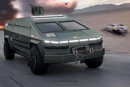 Tesla Cybertruck Militär Panzer Transporter Render Design