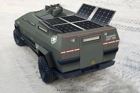 Tesla Cybertruck Militär Panzer Transporter Render Design