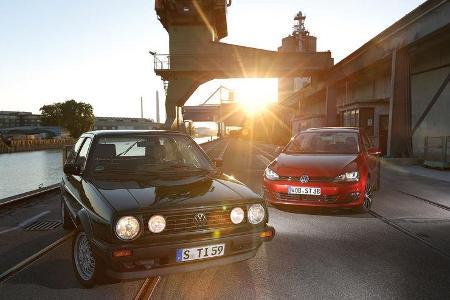 VW Golf II GT, VW Golf VII 1.2 TSI, Frontansicht