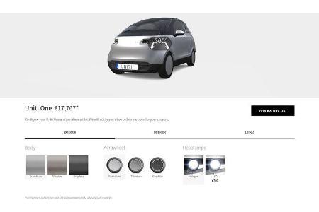 Uniti One Elektroauto Startup Schweden Konfigurator