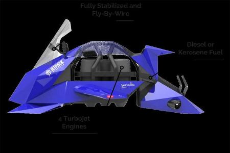 Jetpack Aviation Recreational Speeder Fliegendes Motorrad.