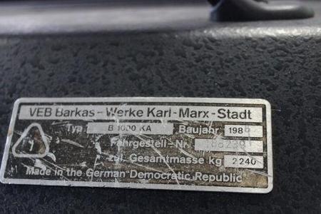 Barkas B 1000 Typenschild