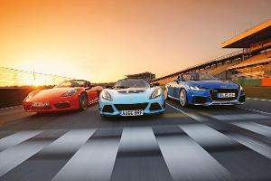 Audi TT RS, Lotus Exige 380, Porsche 718 Boxster S