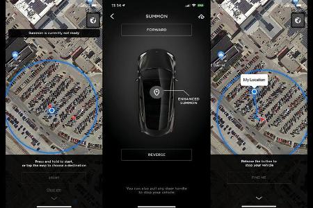 Die passende Funktion bei Tesla heißt „Enhanced Summon“ und sorgt dafür, dass einem das Auto zum Beispiel auf einem Supermar...