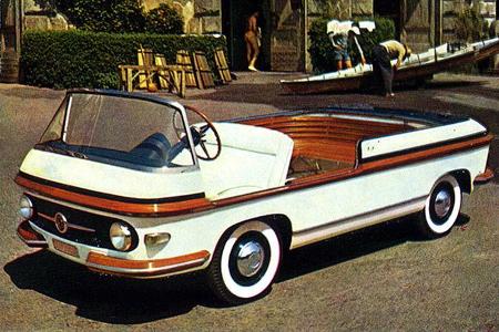 Dieses Strandauto auf Basis eines Fiat Multipla ist eindeutig vom Bootsdesign inspiriert. Heckmotor-Fiat waren eine beliebte...