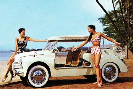 Auch den Renault 4 CV gab es als Jolly mit großen Türausschnitten und Sonnenschirm-Dach.